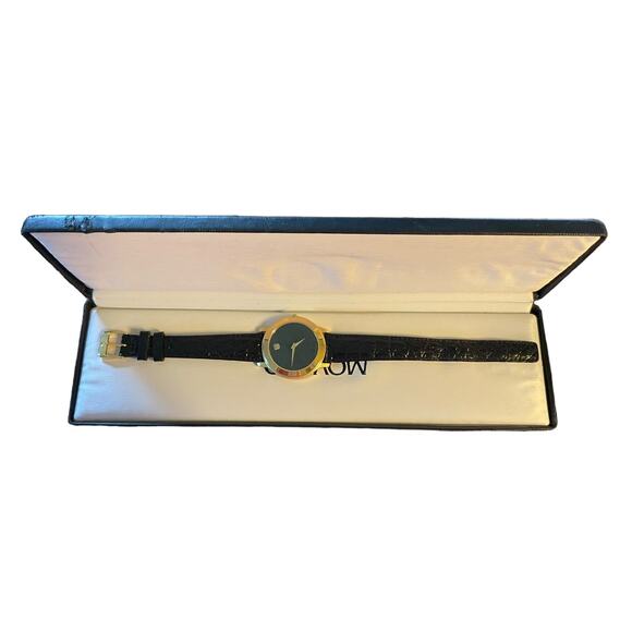 Movado Vintage Museum Quartz Watch 18KGP 87-E4-0844 Original Box - Picture 1 of 15